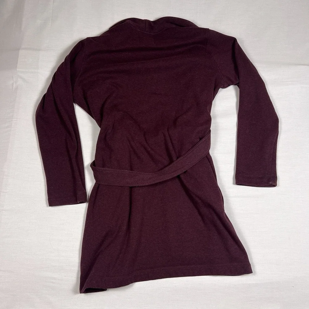 UGG Plush Fleece Belted Robe Bathrobe Womens Medium Burgundy Lounge Cozy Shawl - Picture 11 of 16